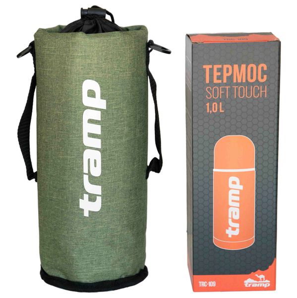 Термочохол для термоса Tramp Soft Touch 1,0 л Оливковий TRA-293-olive-melange фото