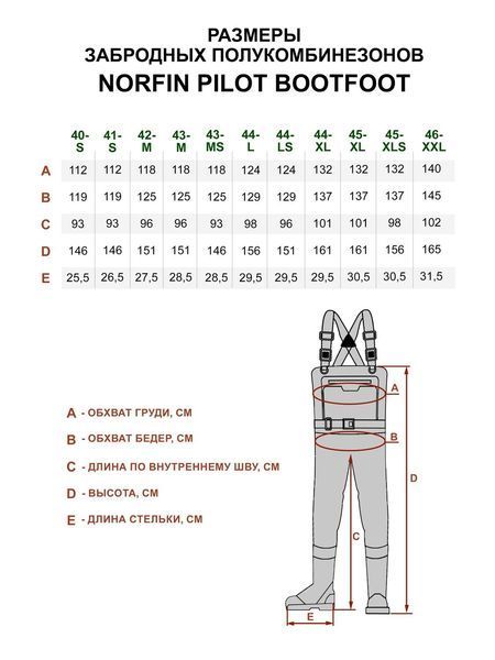Забродний напівкомбінезон Norfin Pilot Bootfoot 18000мм (44/XL) (82231-44-XL) SA-19695 фото