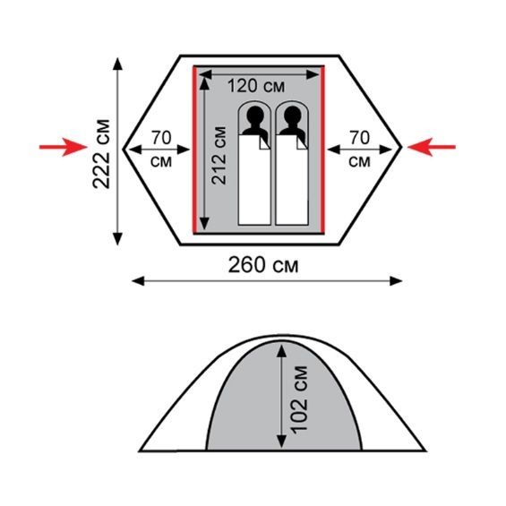 Намет Tramp Sarma 2 (V2) сірий/червоний (TRT-030) TRT-030 фото