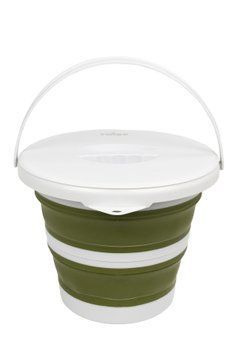 Складное силиконовое ведро с крышкой Tribe Water Bucket Lid 5 л, оливковое T-FJ-0049-olive фото