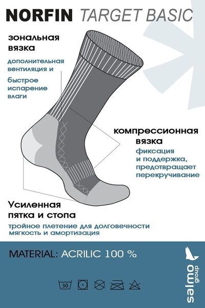Шкарпетки Norfin TARGET BASIC T1M, розмір M (39-41) (303752-02M) SA-19055 фото