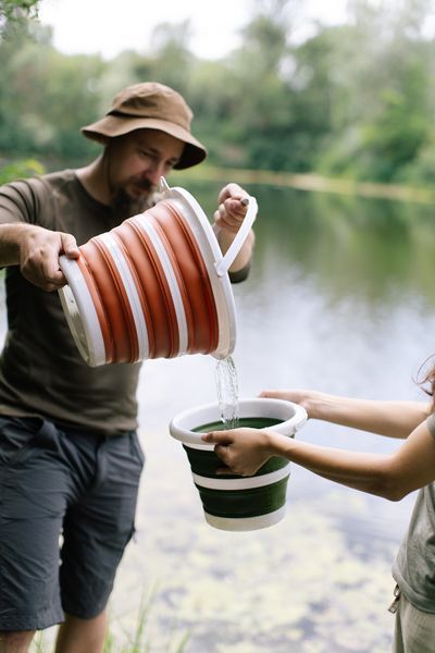 Складане силіконове відро Tribe Water Bucket 5 л, оливкове T-FJ-0047-olive фото