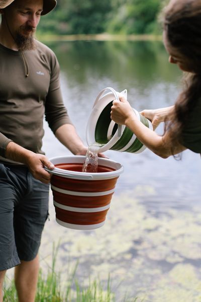 Складане силіконове відро Tribe Water Bucket 5 л, оливкове T-FJ-0047-olive фото